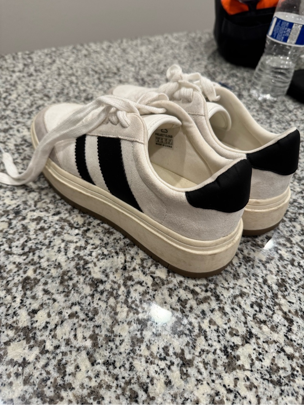 Cream and Black Platform Sneakers